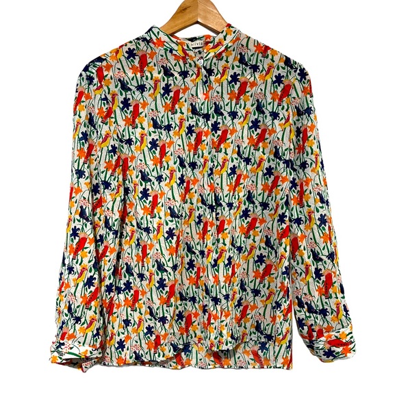 Alice + Olivia Eloise stretch silk printed Blouse - size medium - Picture 1 of 10